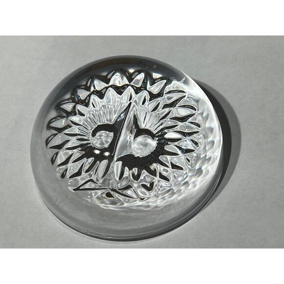 Gorgeous Vintage Owl Glass round Paperweight 1990's. Birds. Office.Home. - Picture 1 of 6